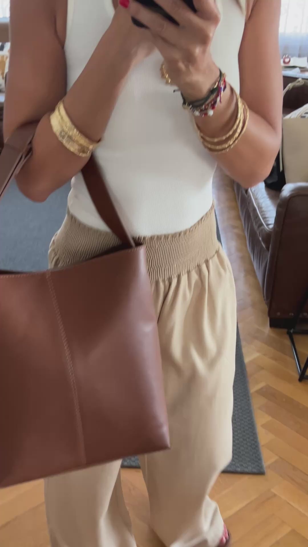 Black Elastic Boho Pants