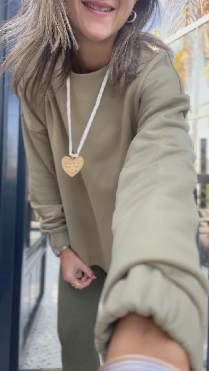 Olive Ribbed Knit Flare