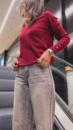 Burgundy Signature V Knit Sweater