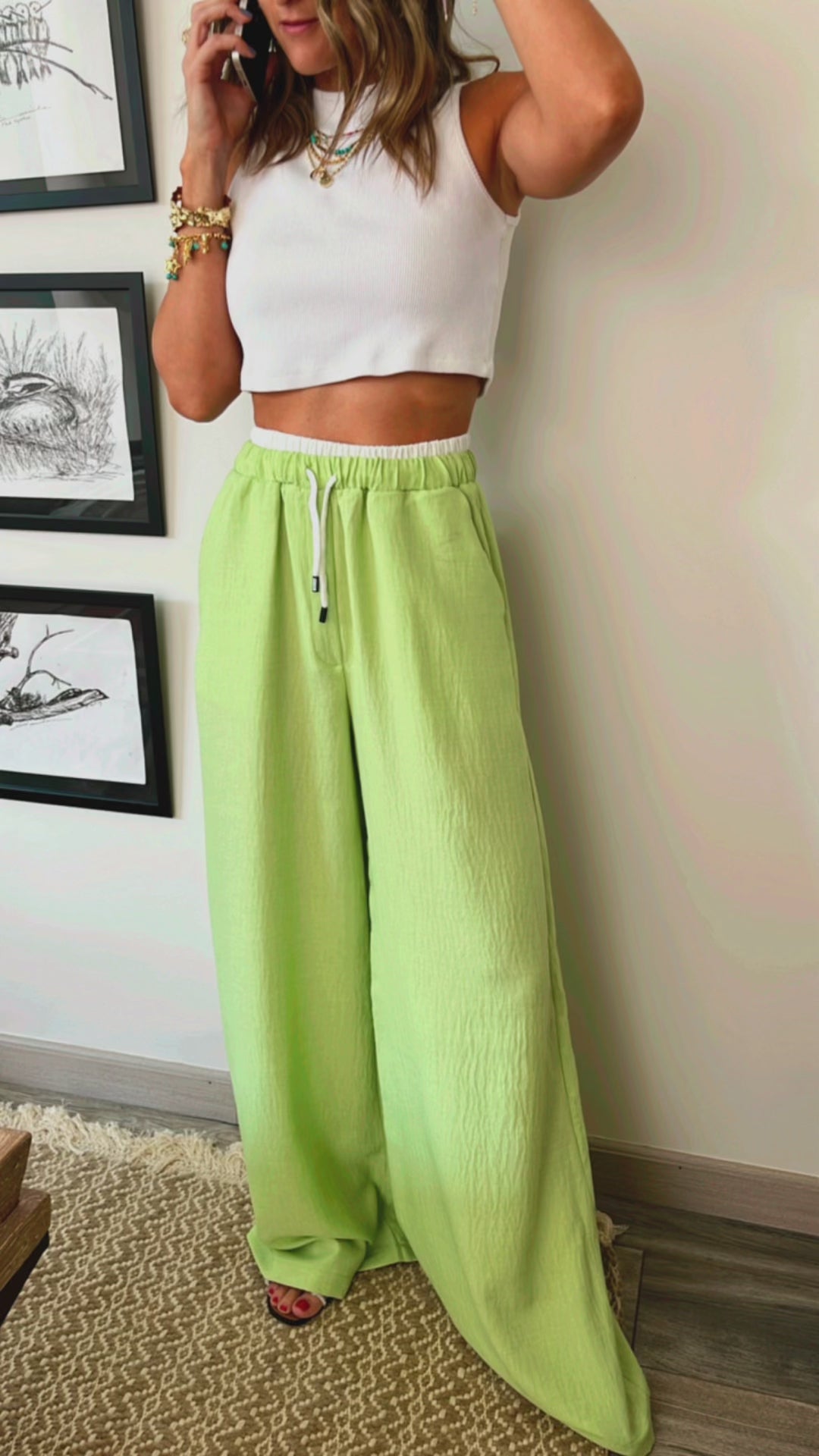 Beige Summer Trim Pants