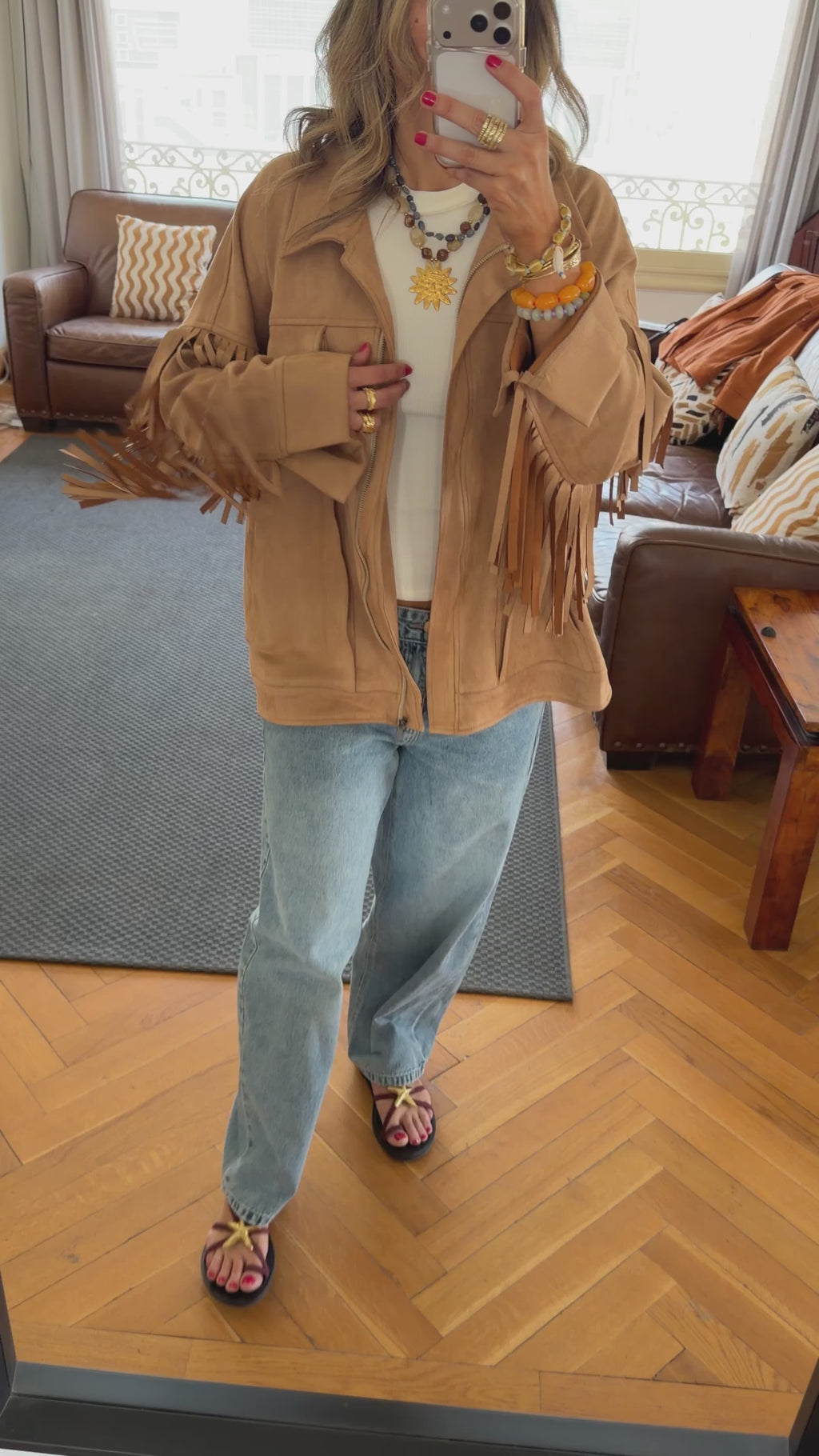 Beige Cowgirl Suede Jacket
