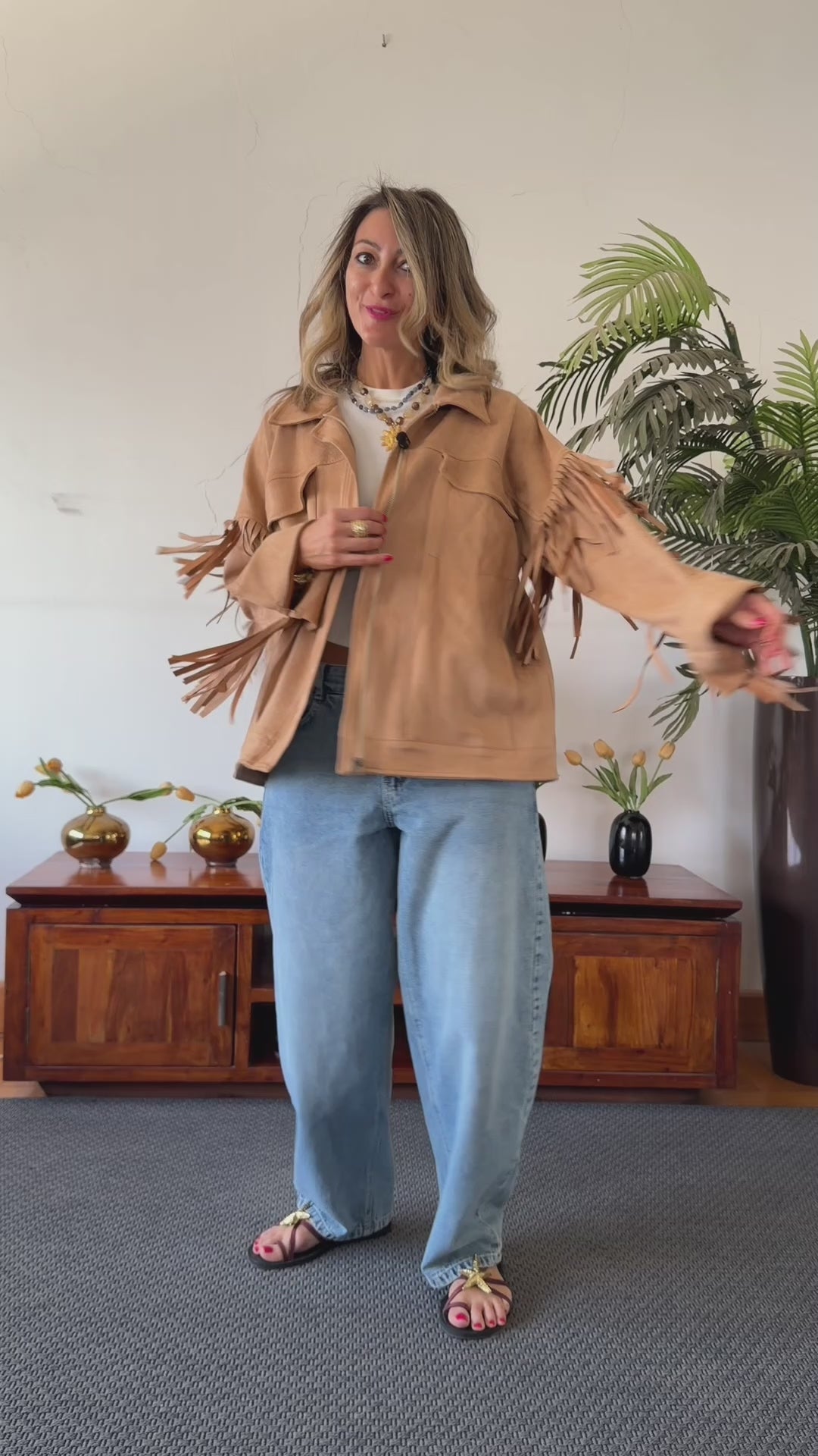Beige Cowgirl Suede Jacket