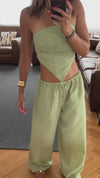 Beige Rope Linen Sahara Pants