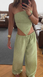 Beige Rope Linen Sahara Pants