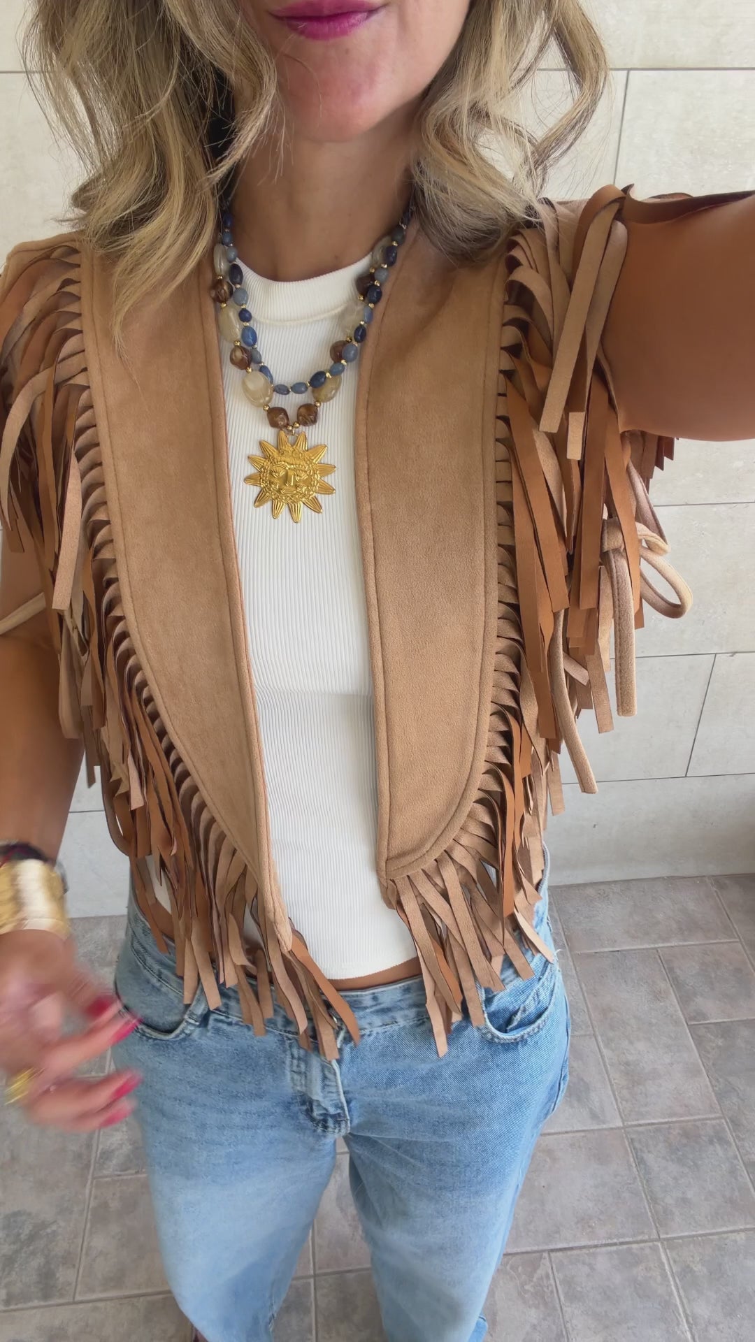 Beige Cowgirl Suede Vest