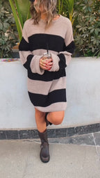 Beige Striped Dress