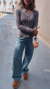 Grey Contour Buttoned Cardigan