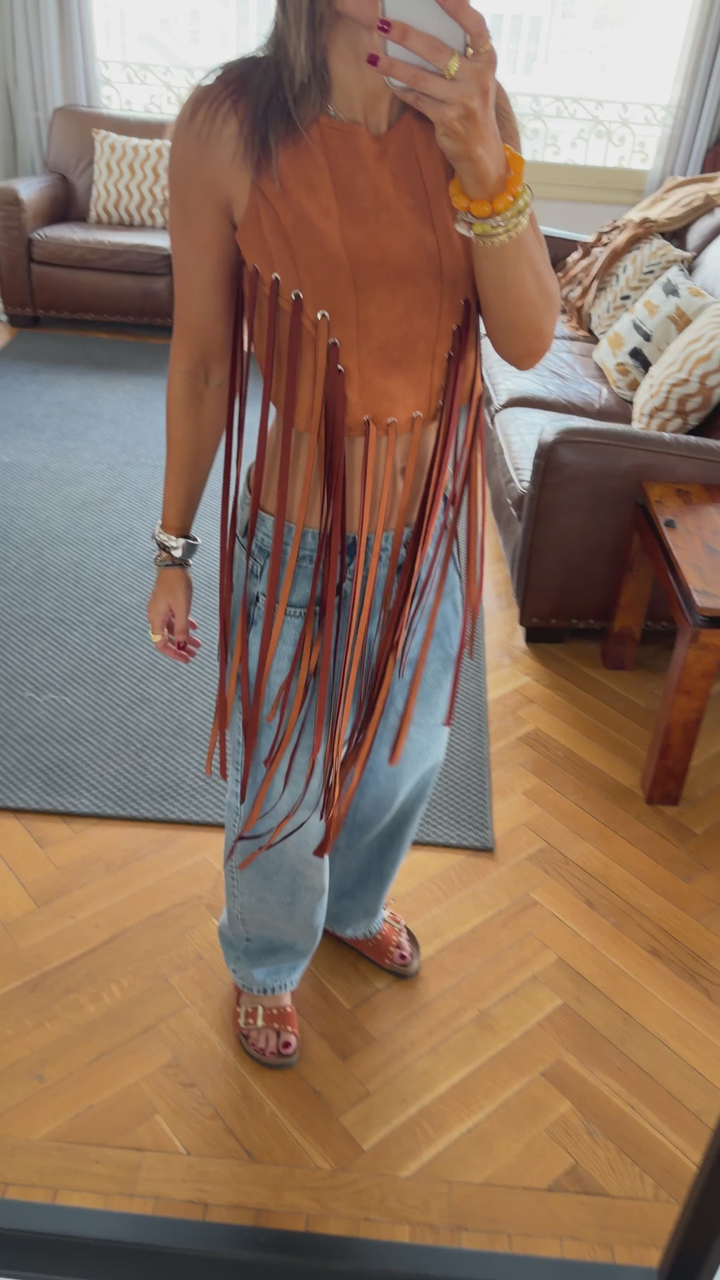 Beige Fringe Me Up Suede Vest