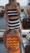 Black Striped Crochet Pants Set