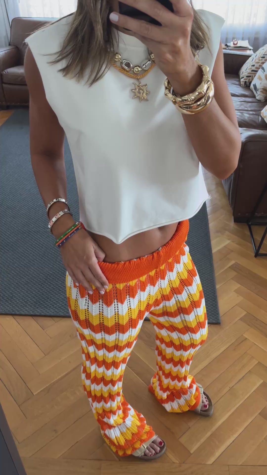 Blue Giving Waves Crochet Pants