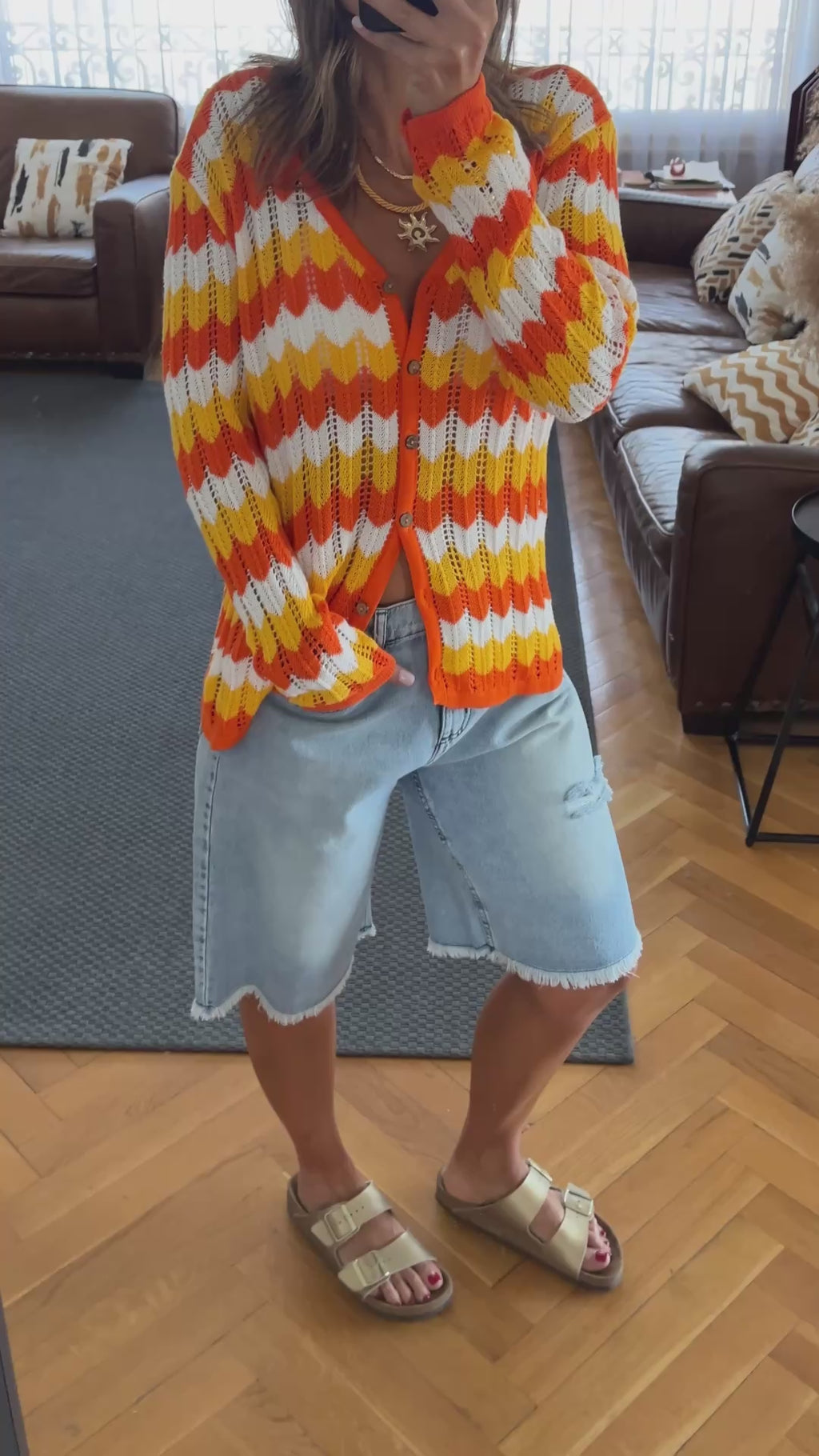 Blue Giving Waves Crochet Shirt