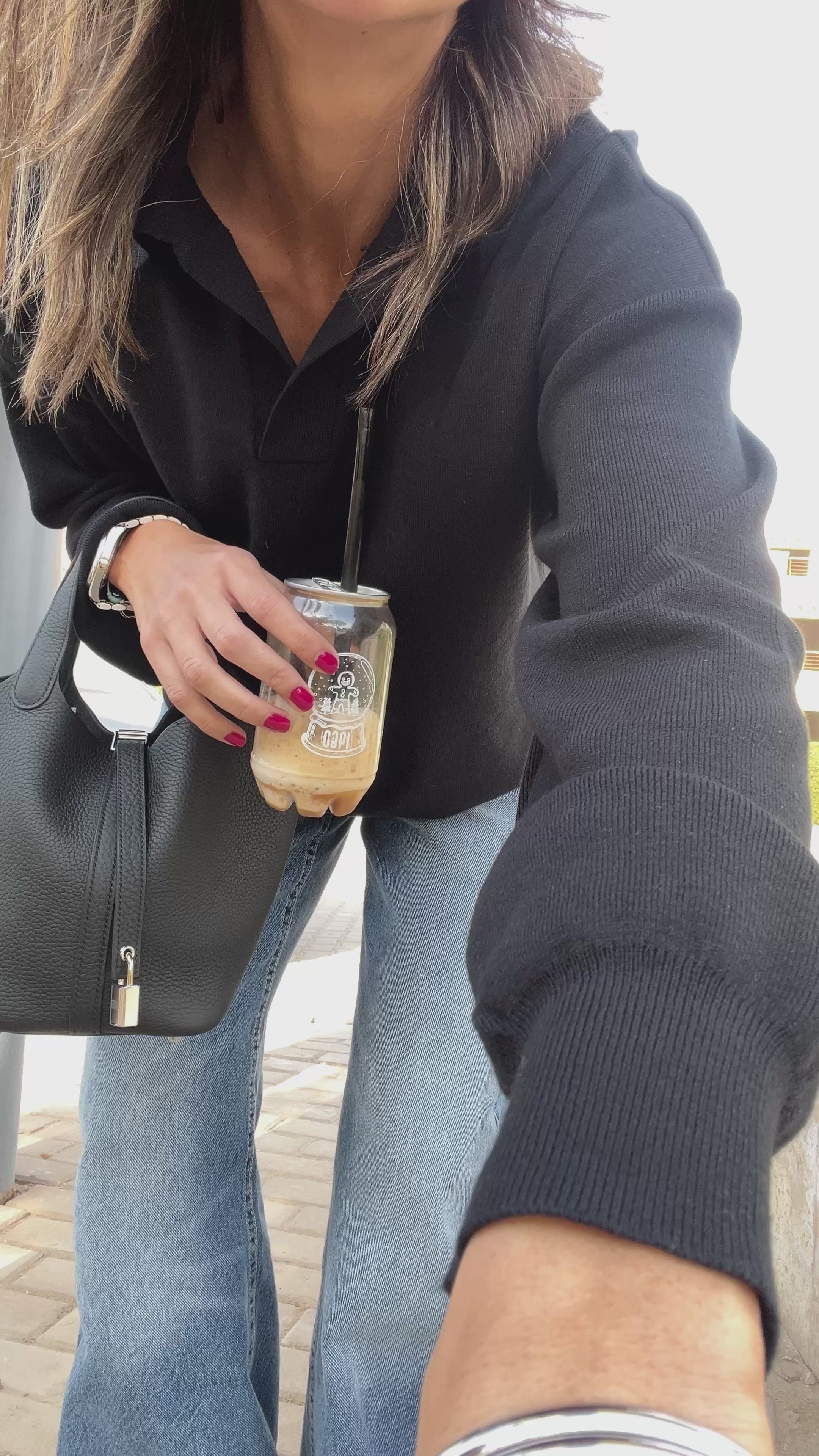 Black Collard Long Sleeve Pullover