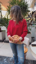Red Scarlet Striped Knit