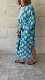 Blue Palms Printed Kimono