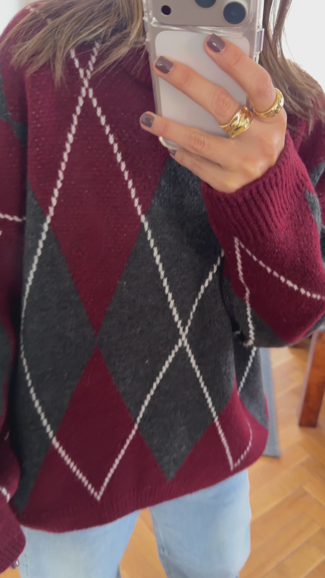 Beige Rebel Argyle Knit