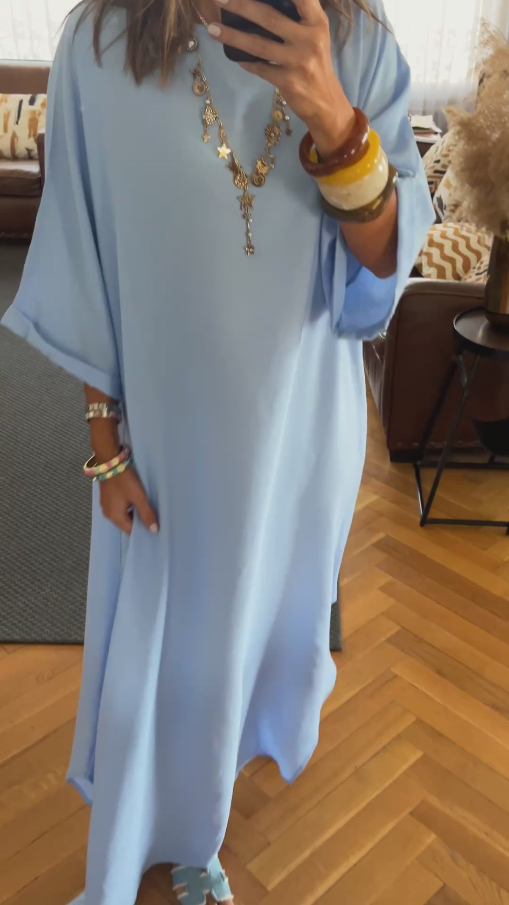 Baby Blue Flowy City Dress