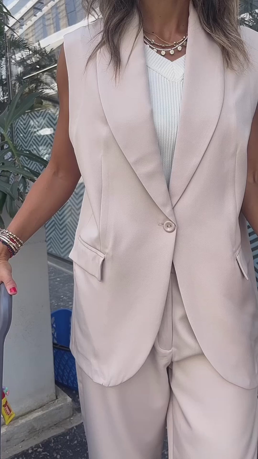 Beige Business Casual Vest