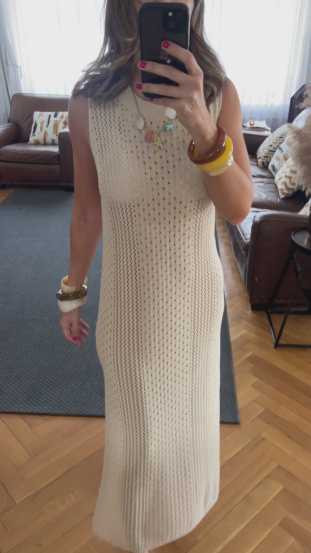 Beige Salt & Sun Crochet Dress