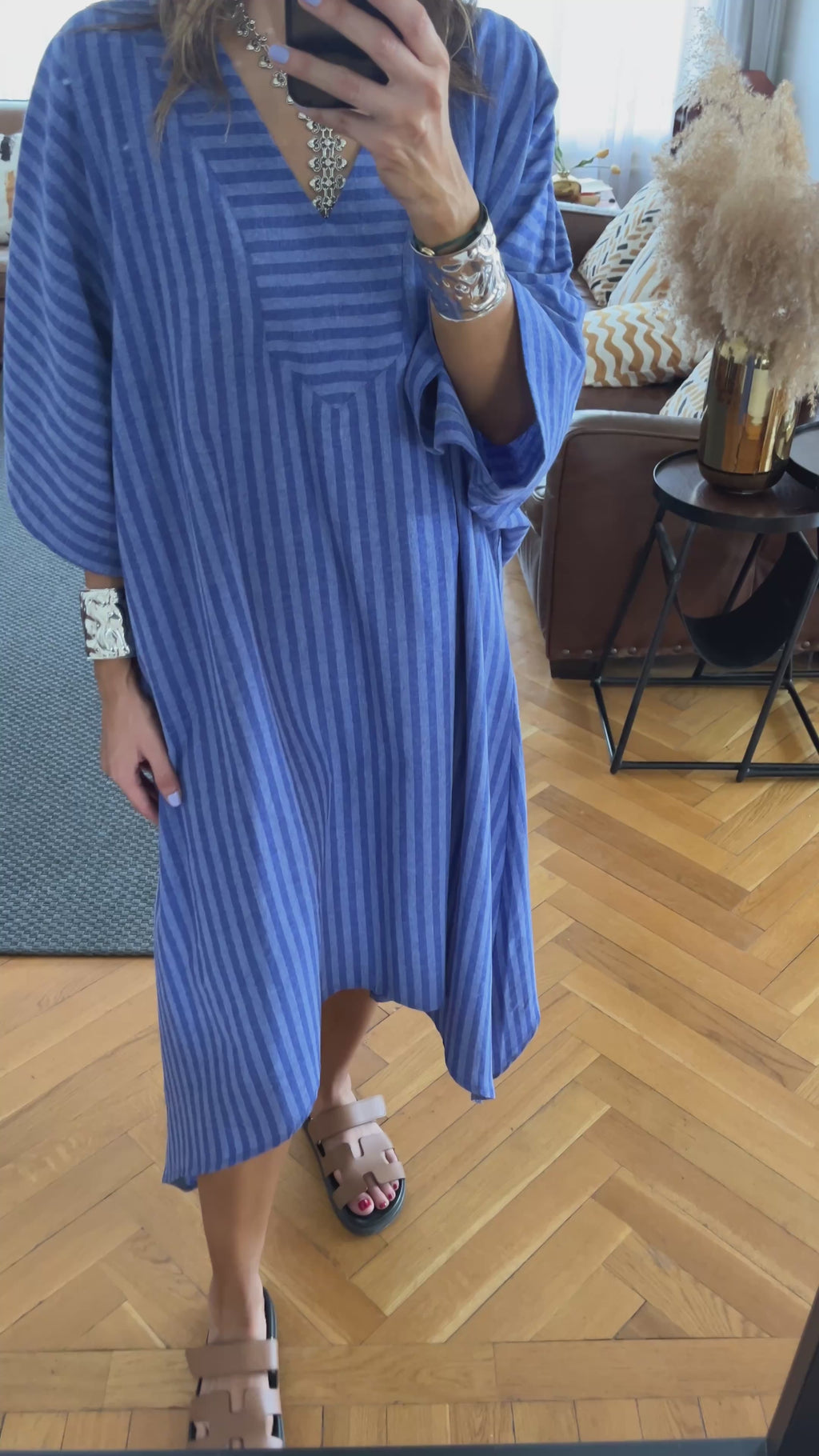 Olive Striped Easy Dress