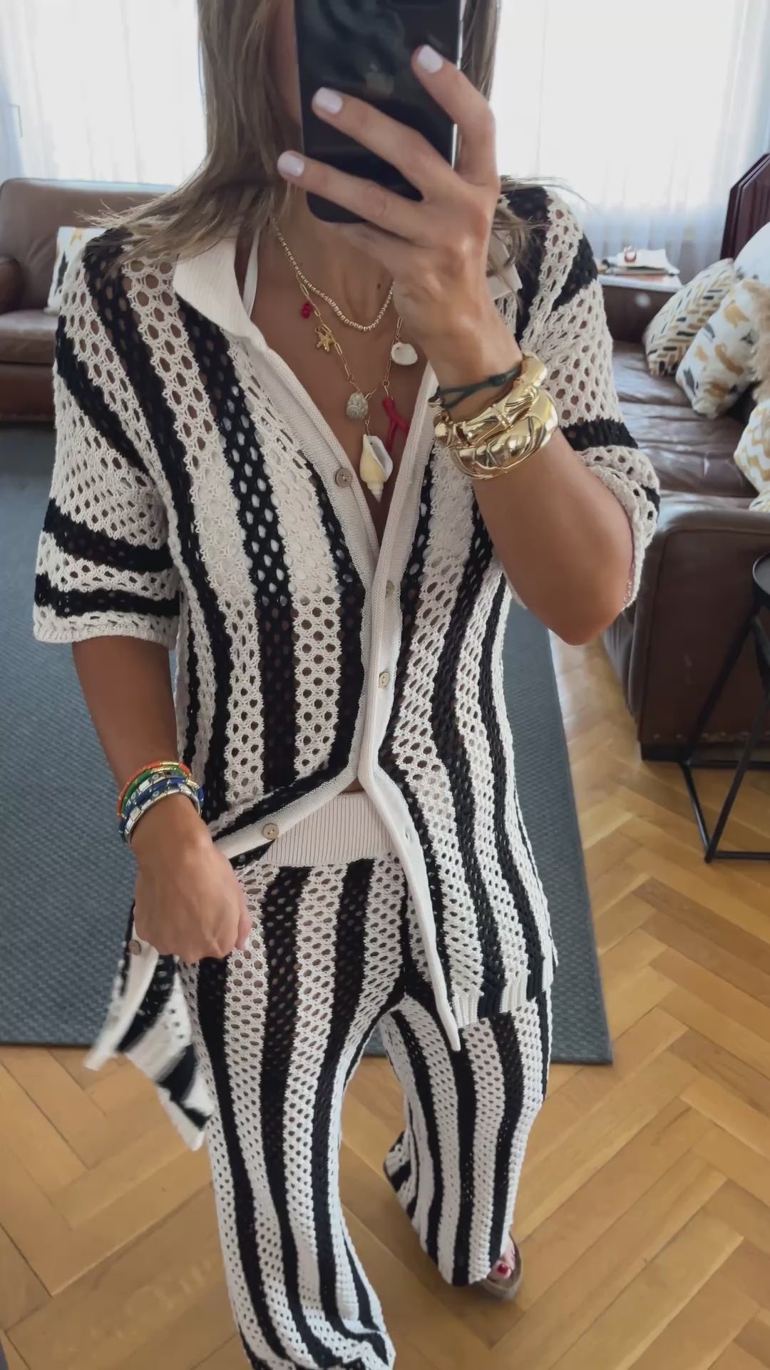 Blue Finally Sunny Crochet Pants Set