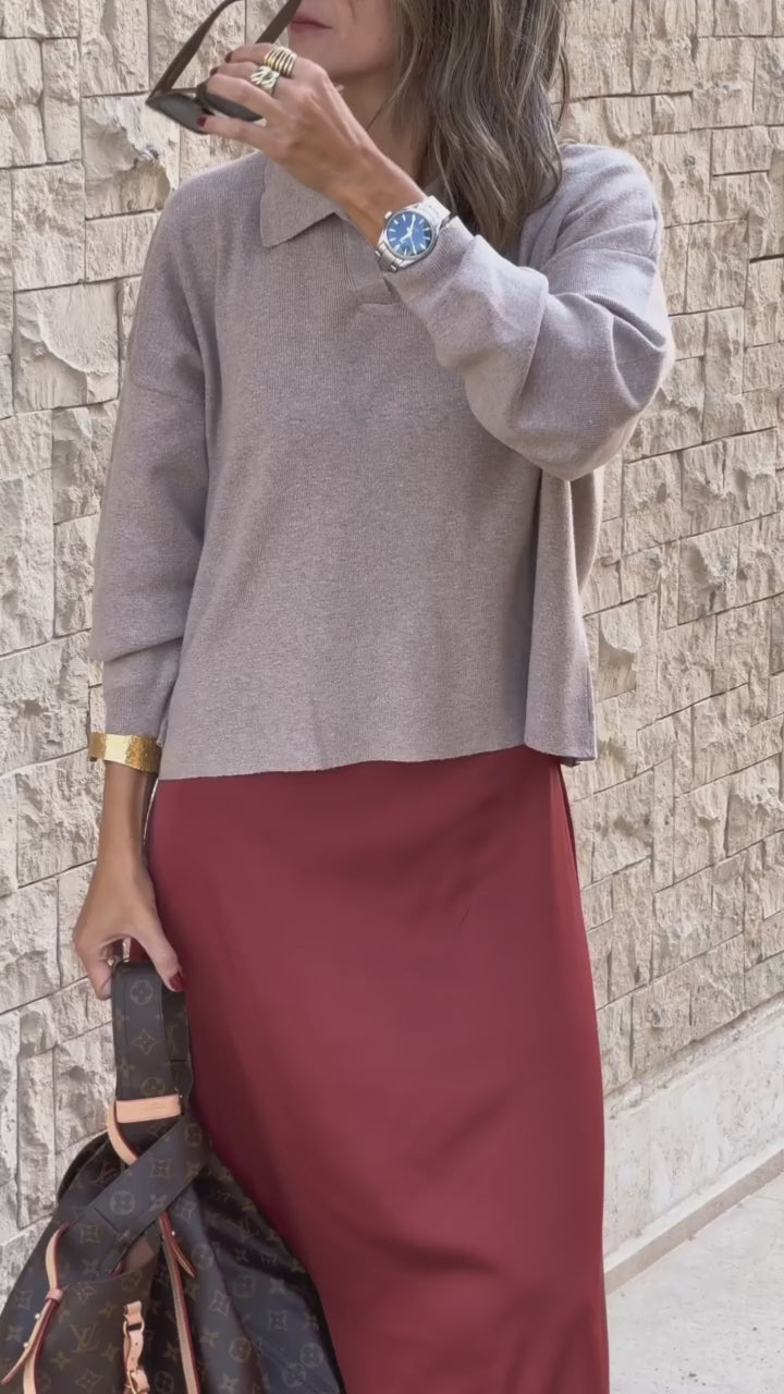 Rust Satin Flows Skirt