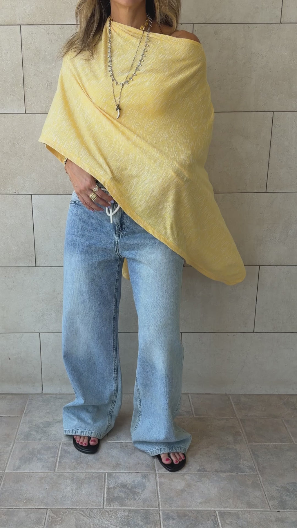 Grey Sunwashed Riviera Poncho