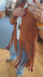 Camel Fringe Me Up Suede Vest
