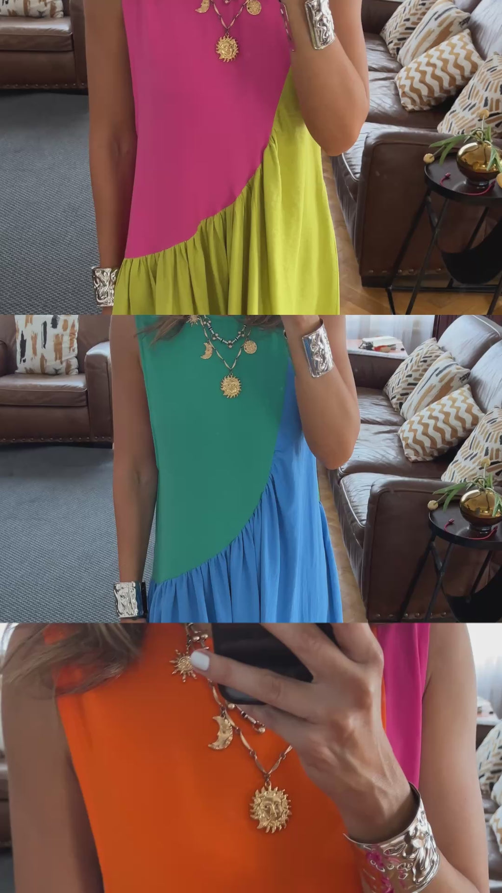 Orange & Fuchsia Double Life Linen Dress