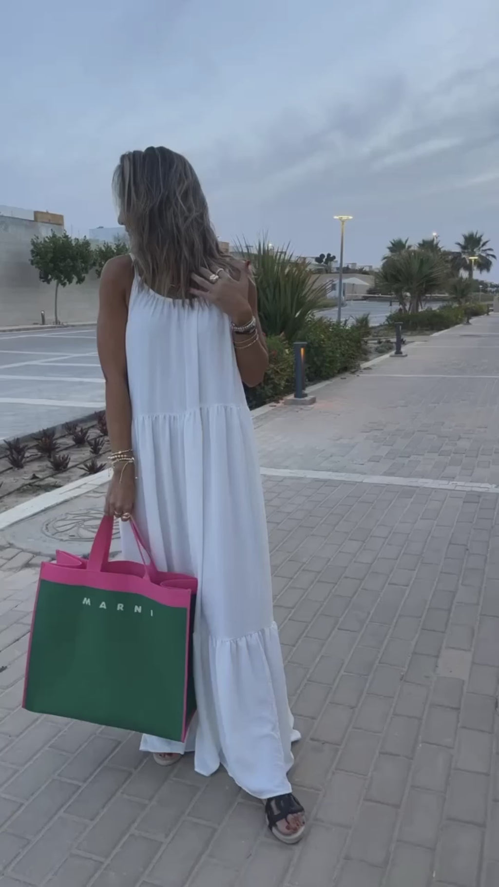 White Simple Style Tiered Dress