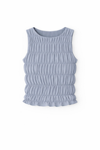 Blue Hue Sleeveless Crinkle Top