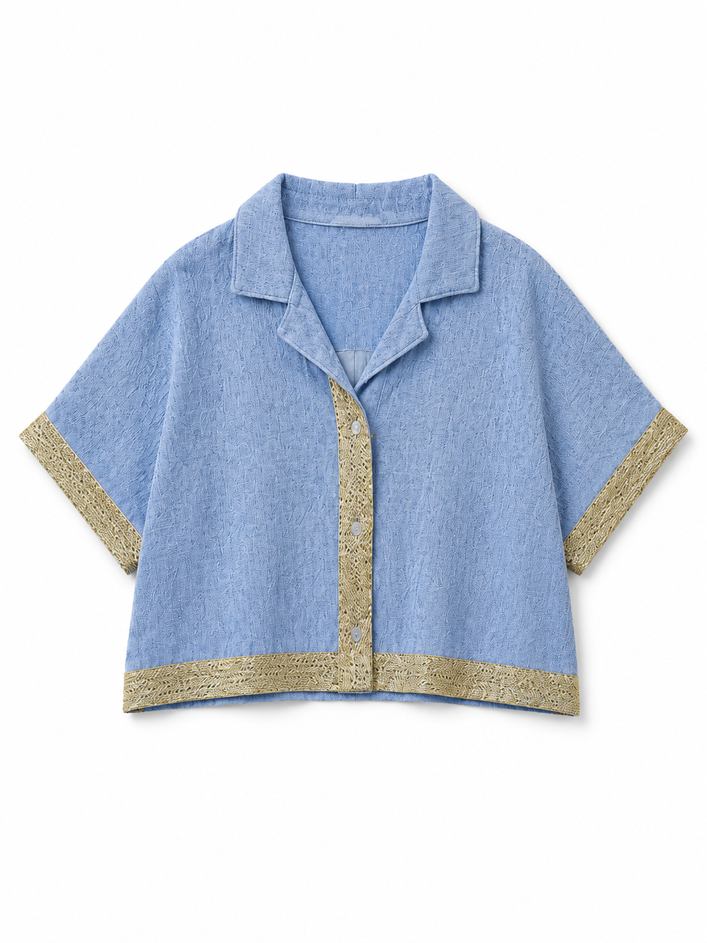 Golden Blue Edge Cropped Shirt