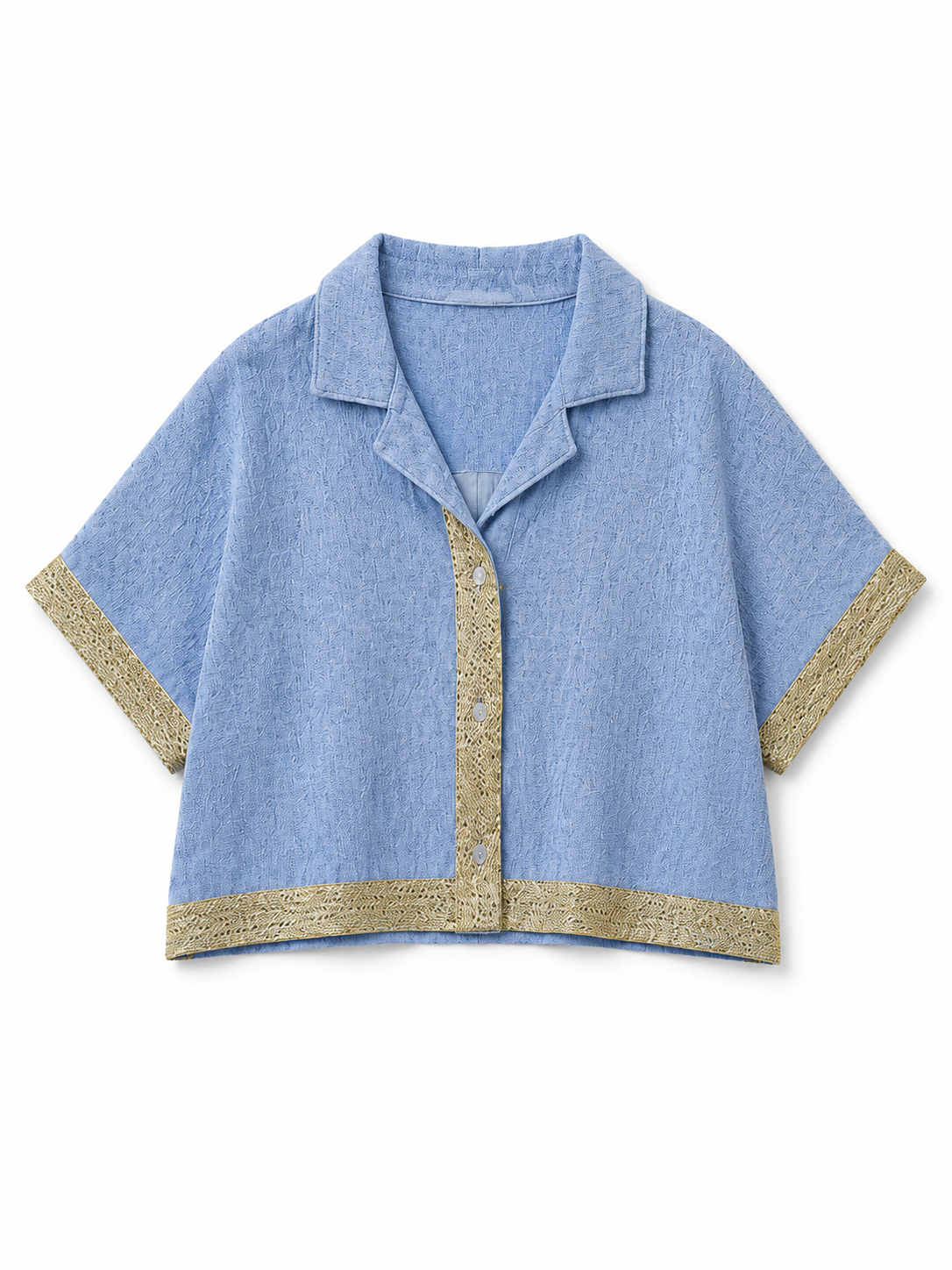 Golden Blue Edge Cropped Shirt
