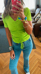 Lime Come Through And Pull Through Ribbed Top