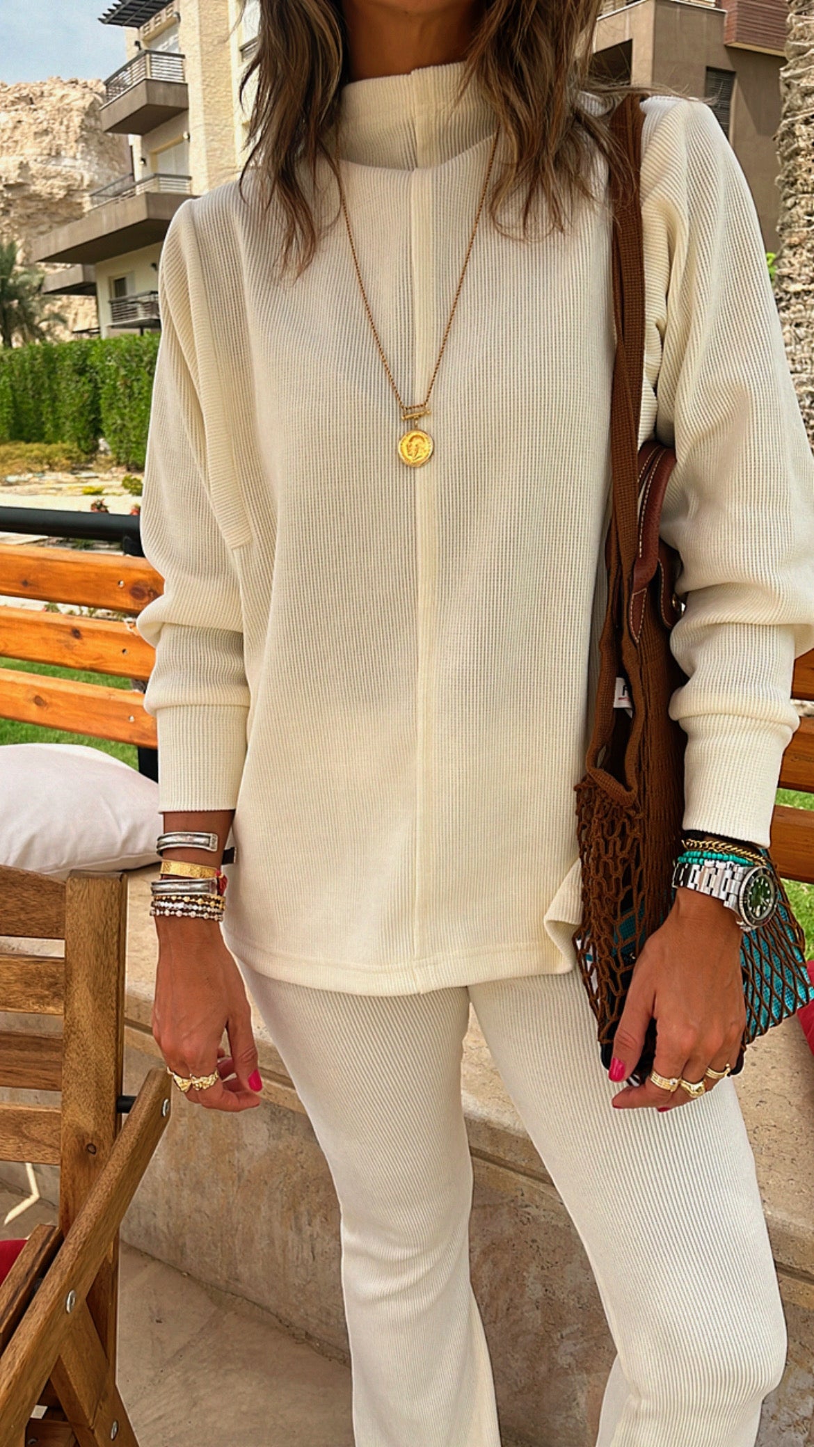 Ivory City Middle Line Ribbed Set