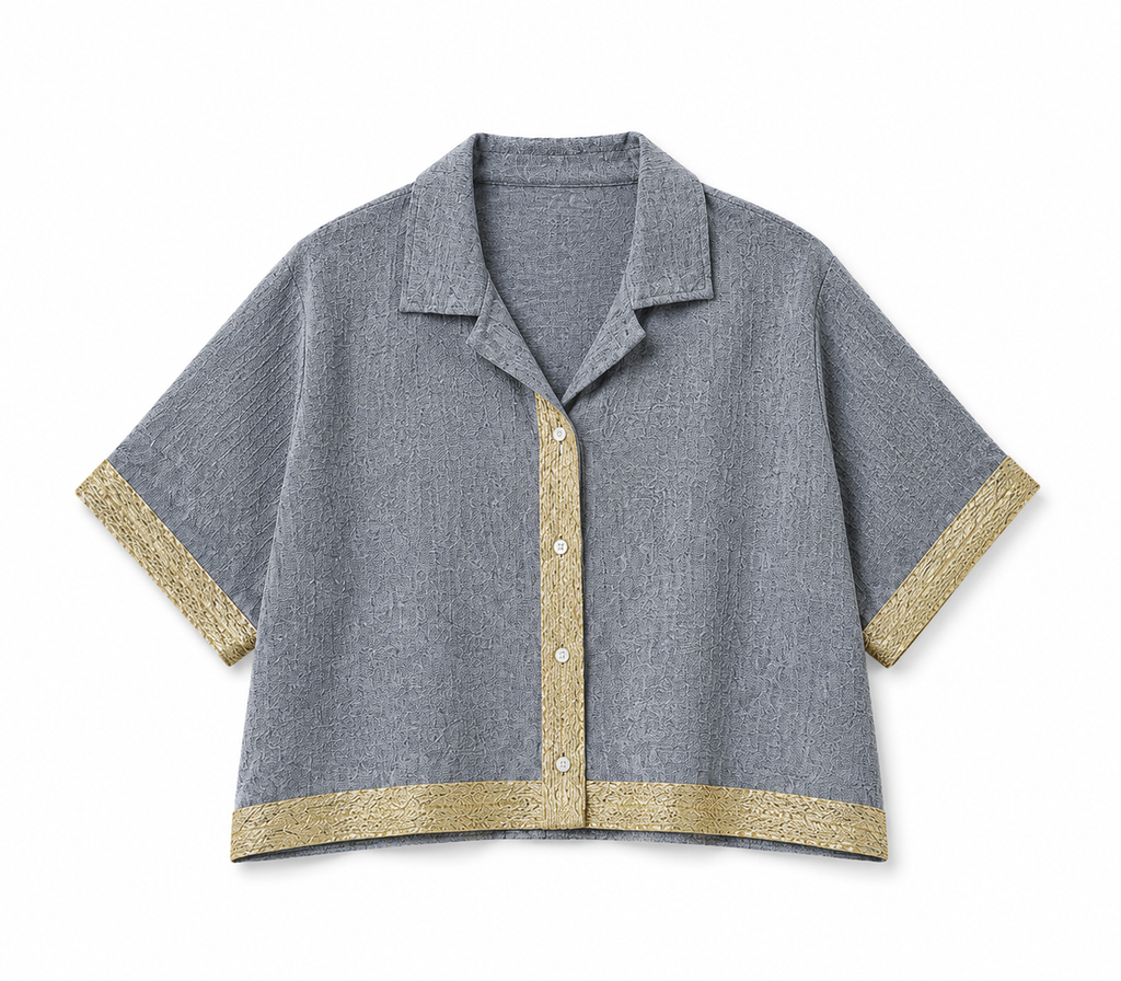 Golden Grey Edge Cropped Shirt