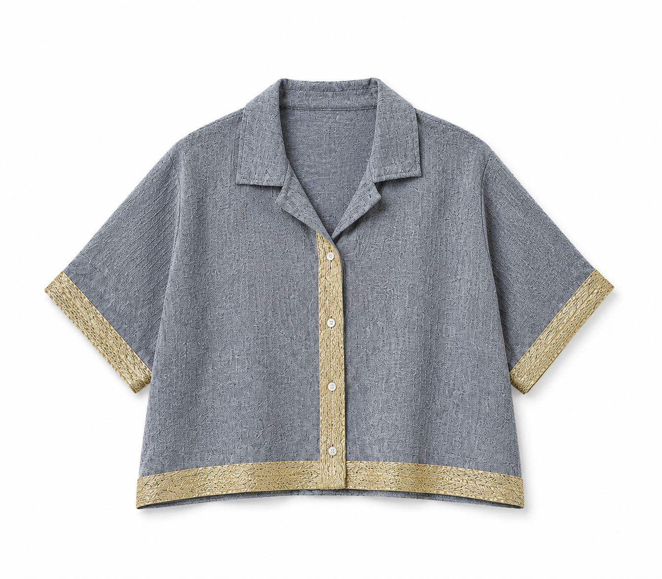 Golden Grey Edge Cropped Shirt