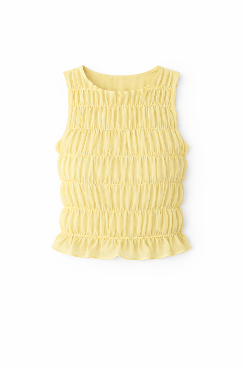 Butter Yellow Sleeveless Crinkle Top