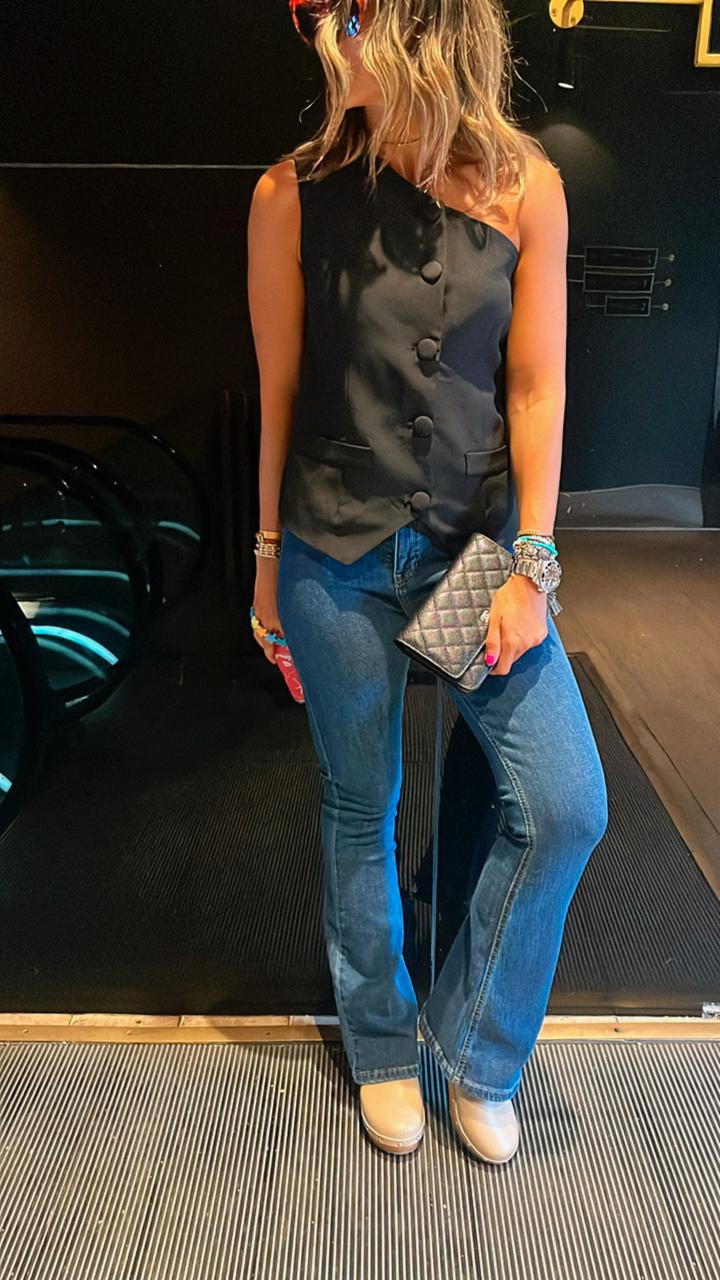 Black Business Girl One Shoulder Vest