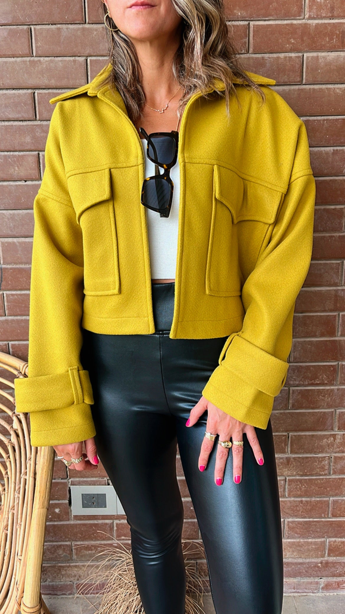 Mustard Cropped Shacket