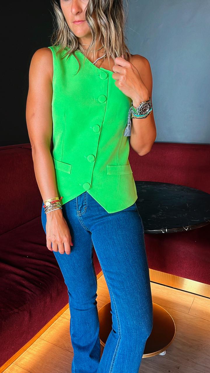 Lime Business Girl One Shoulder Vest