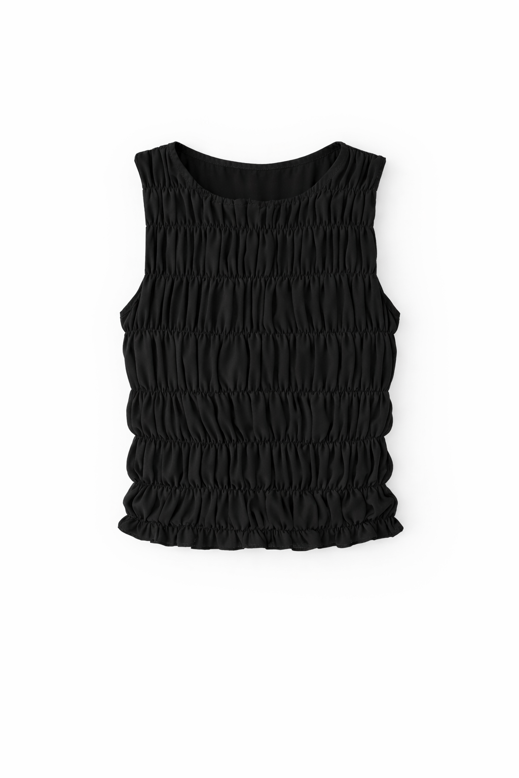 Black Sleeveless Crinkle Top