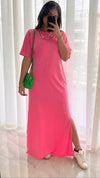 Fuchsia Fall Dayz Maxi T-Shirt Dress