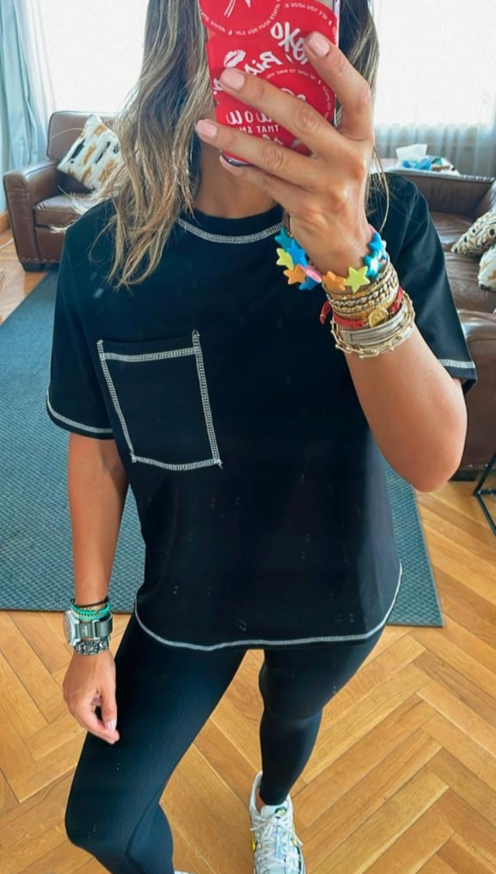 Black Stitchy Tee