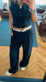 Black Double Waist Band Pants