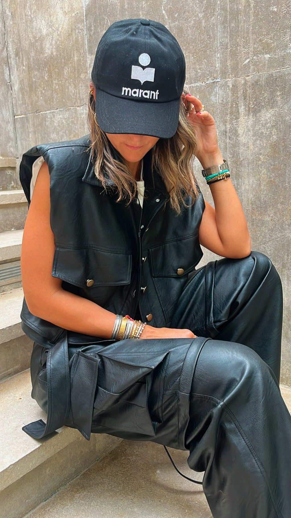 Black Mini Leather Vest