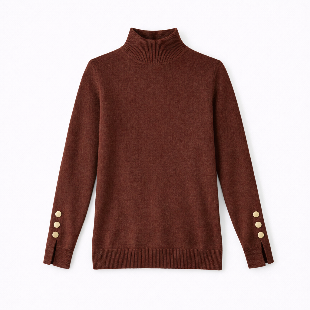 Brown Basic High Neck