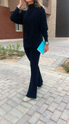 Black City Middle Line Ribbed Set