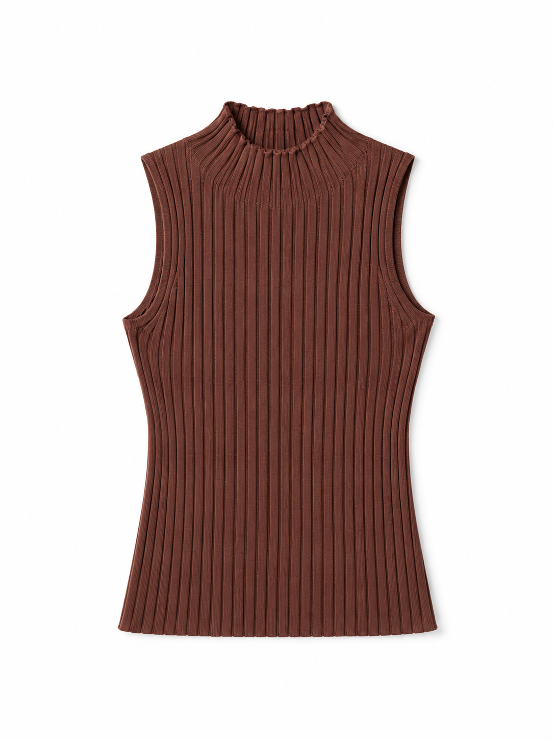 Brown Muse Mock Neck Top