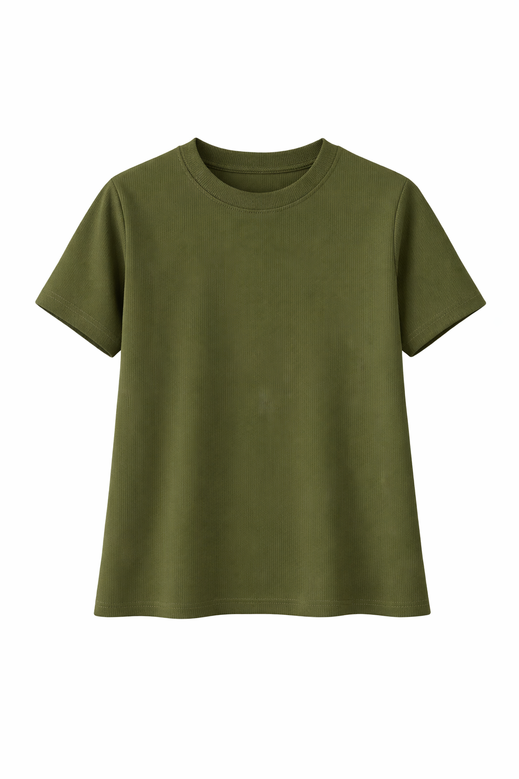 Olive Ribbed Essential Jersey Tee