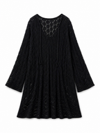 Black Warm Weather Crochet Mini Dress